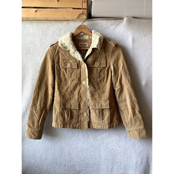 SOLD VTG Aeropostale Brown Corduroy Jacket with Fur Collar Size S - Picture 1 of 9